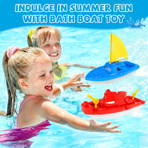 Toy Boats, 3 PCS Boat Bath Toy Toddler Pool Toys, Toy Boats for Water Play Plastic Toy Boats for Toddlers 1-3