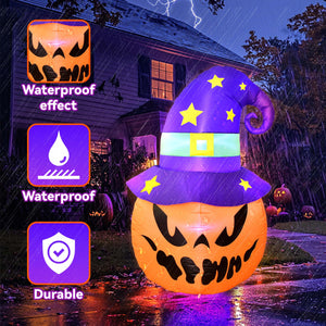 5FT Halloween Decorations Outdoor - Halloween Inflatables Pumpkin with Build-in LED Lights Blow Up Pumpkin for Halloween Party Indoor Outdoor Yard Garden