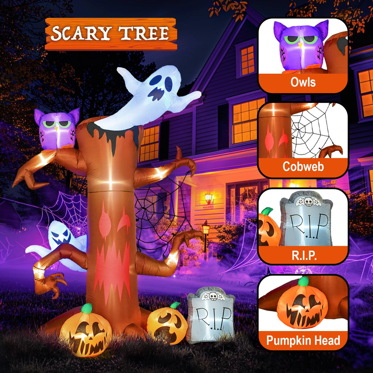 8 FT Halloween Inflatable Decorations Tree Outdoor