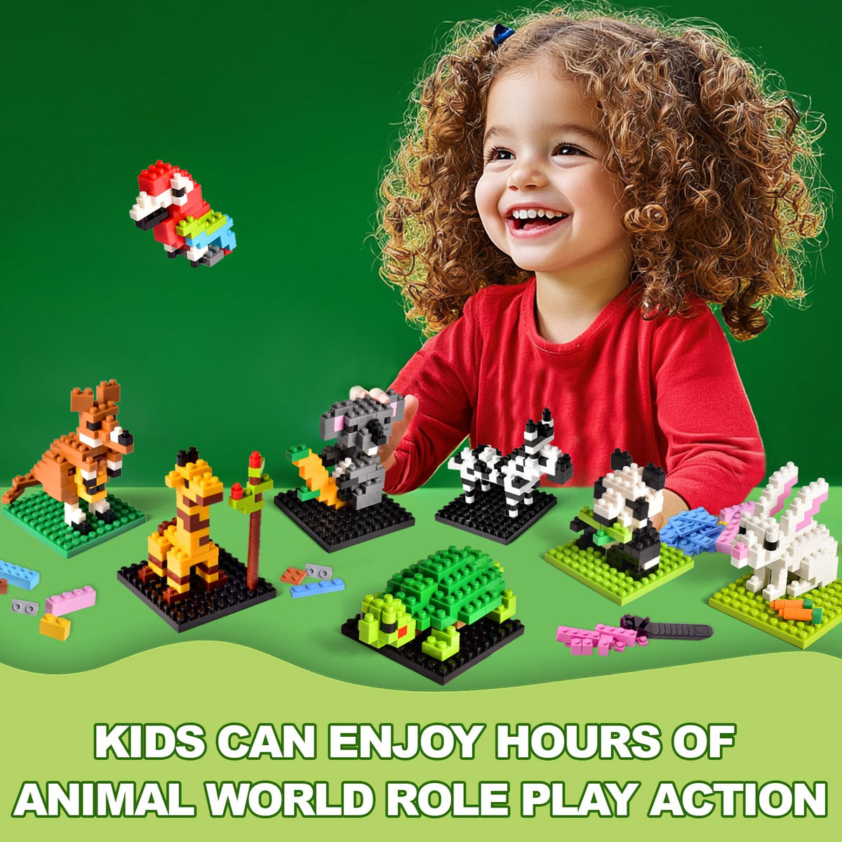 UN LITTLE TOYS Party Favor for Kids, Mini Animals Building Blocks Sets Goodie Bags Stuffers for Kid, Small Toy Prizes, 12Pack Birthday Party Favor Easter Egg Fillers