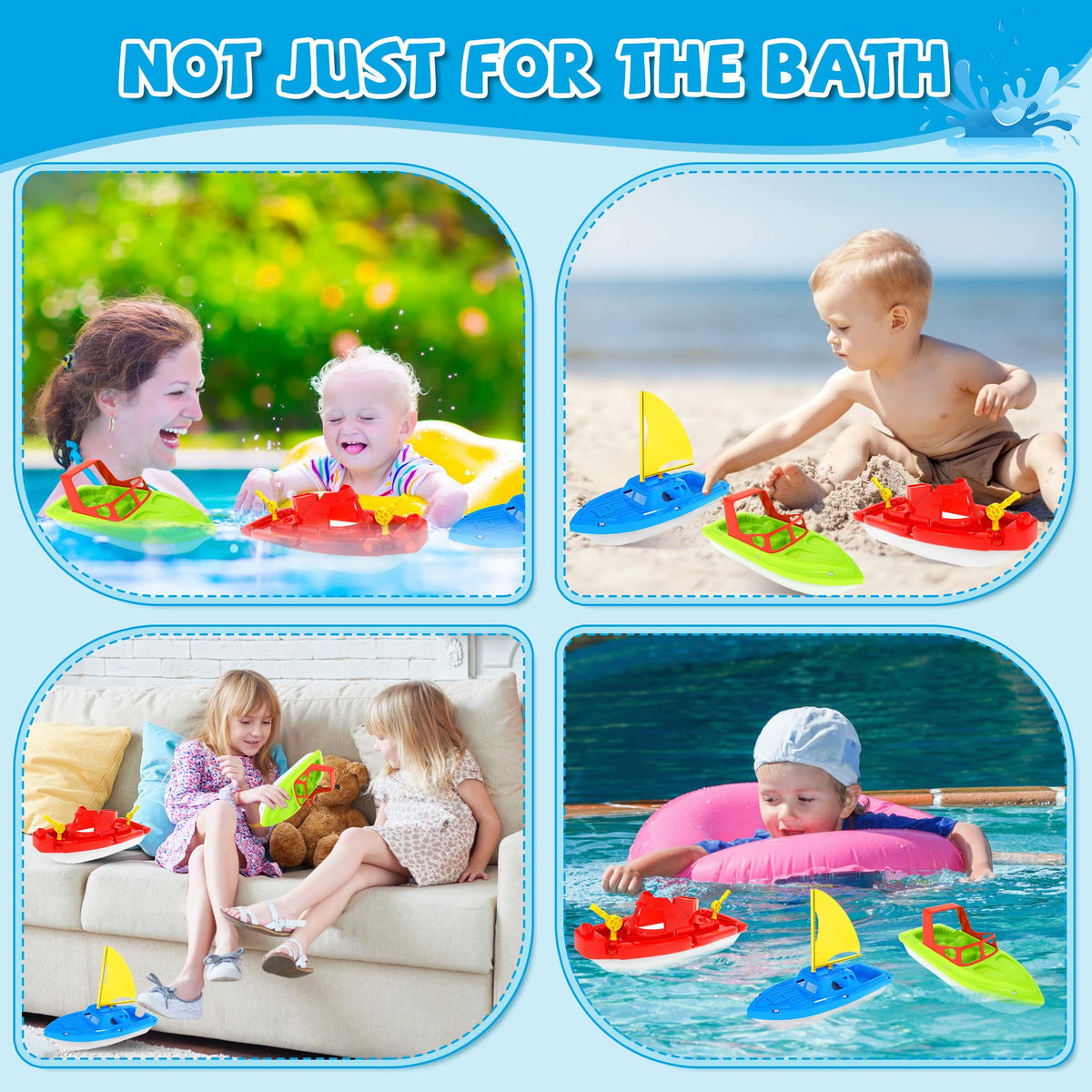 Toy Boats, 3 PCS Boat Bath Toy Toddler Pool Toys, Toy Boats for Water Play Plastic Toy Boats for Toddlers 1-3