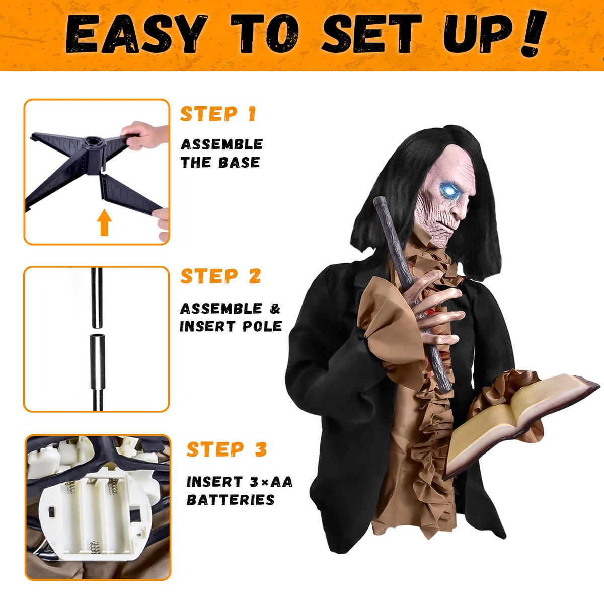 Halloween Animatronics Zombie - 2024 Halloween Yard Scary Groundbreaker Decorations Outdoor 2.5FT with Creepy Sounds and Light Up Eyes,Touch Sound Activation Outside Lawn Yard Haunted Prop