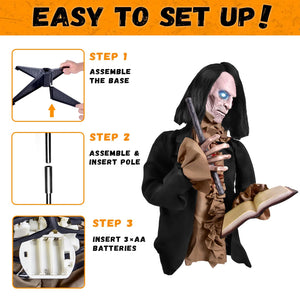 Halloween Animatronics Zombie - 2024 Halloween Yard Scary Groundbreaker Decorations Outdoor 2.5FT with Creepy Sounds and Light Up Eyes,Touch Sound Activation Outside Lawn Yard Haunted Prop