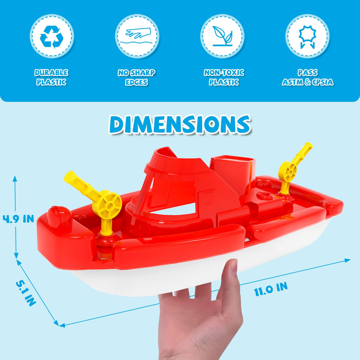 Toy Boats, 3 PCS Boat Bath Toy Toddler Pool Toys, Toy Boats for Water Play Plastic Toy Boats for Toddlers 1-3