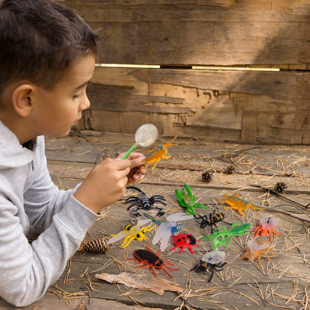 UN LITTLE TOYS Kids Camping Set with Pop Up Play Tent Camping Toys with Battery Lantern and Drawstring Bag Indoor Outdoor Pretend Play, Christmas Birthday Gifts for Boys