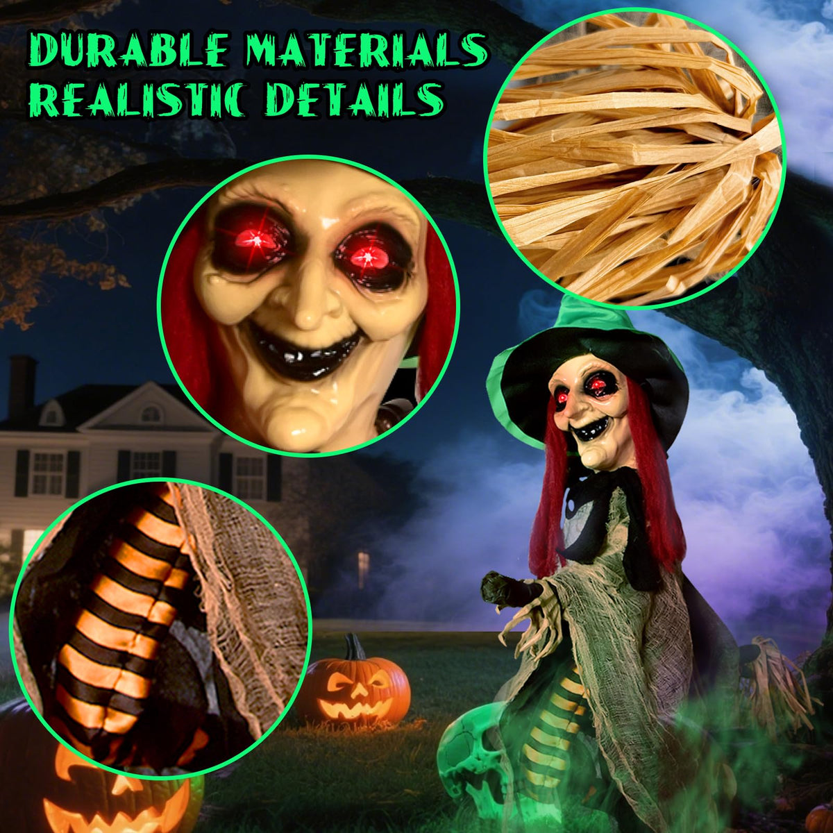 Halloween LED Witch on Broomstick