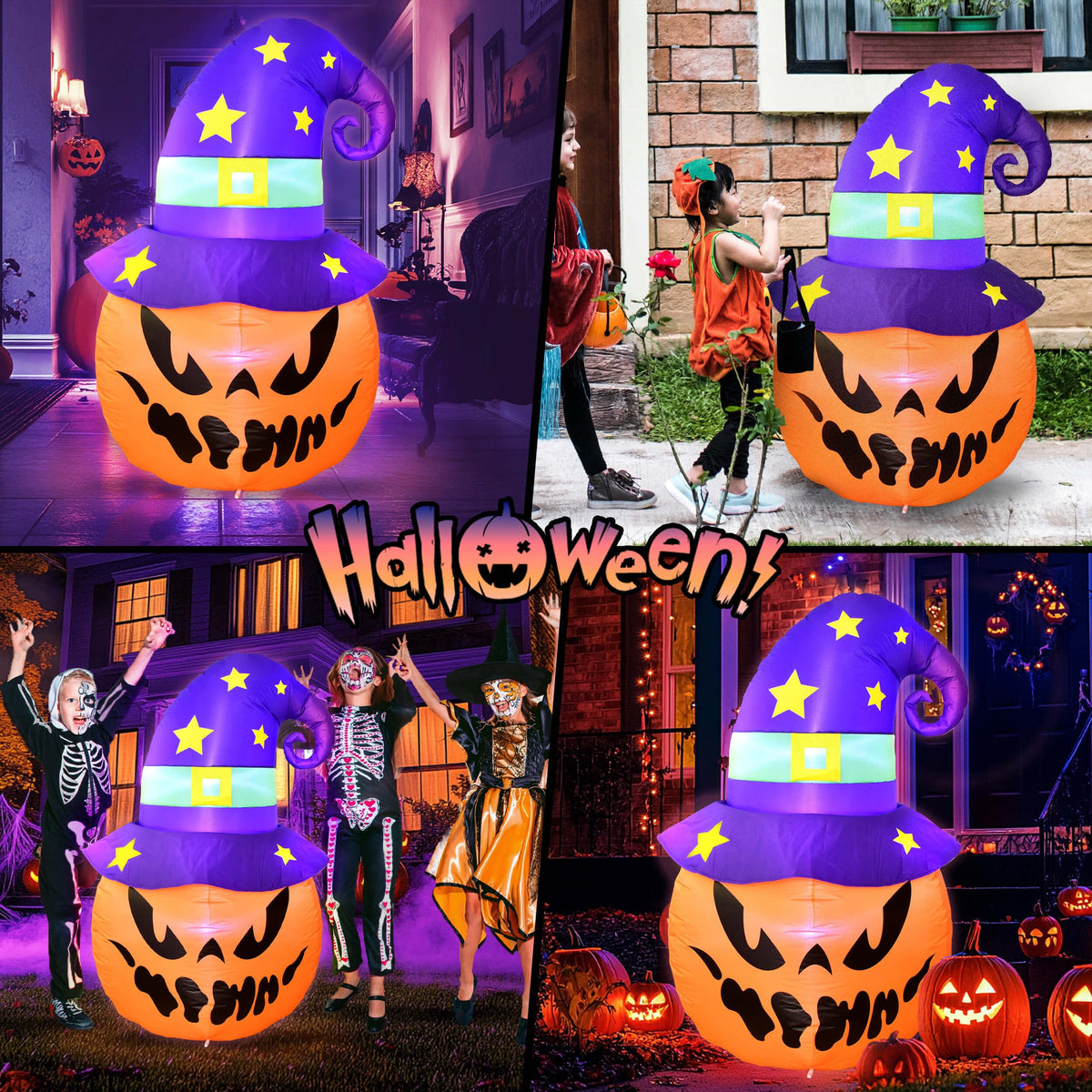 5FT Halloween Decorations Outdoor - Halloween Inflatables Pumpkin with Build-in LED Lights Blow Up Pumpkin for Halloween Party Indoor Outdoor Yard Garden
