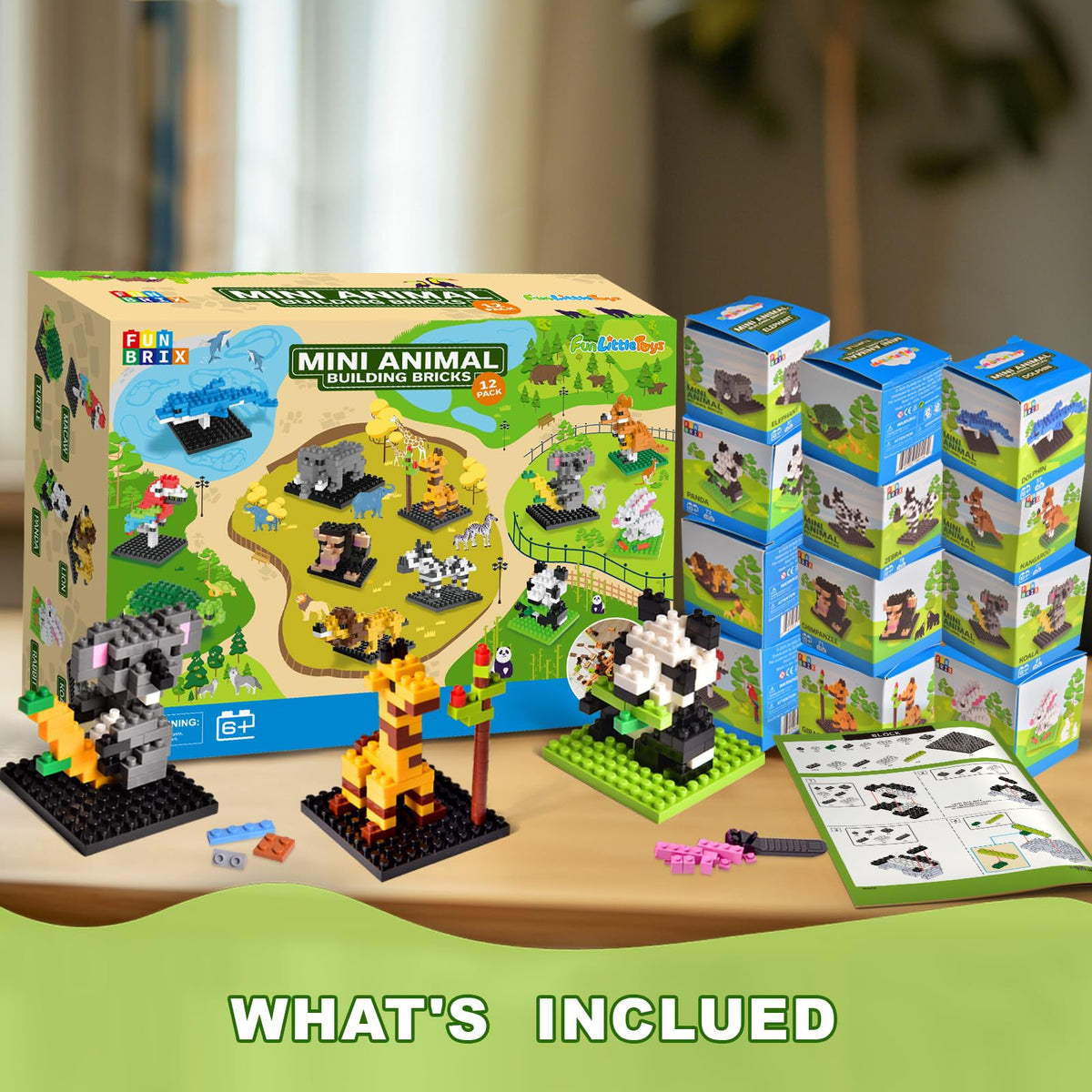 UN LITTLE TOYS Party Favor for Kids, Mini Animals Building Blocks Sets Goodie Bags Stuffers for Kid, Small Toy Prizes, 12Pack Birthday Party Favor Easter Egg Fillers