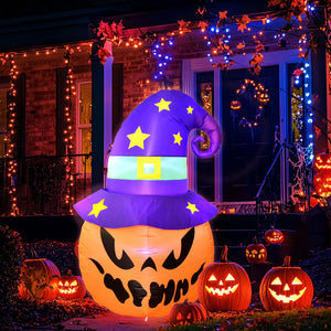 5FT Halloween Decorations Outdoor - Halloween Inflatables Pumpkin with Build-in LED Lights Blow Up Pumpkin for Halloween Party Indoor Outdoor Yard Garden