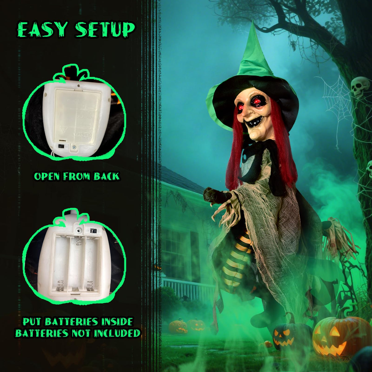 Halloween LED Witch on Broomstick