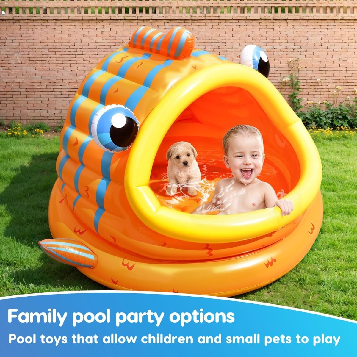 Inflatable Gold Fish Shade Kiddie Pool - PopFun