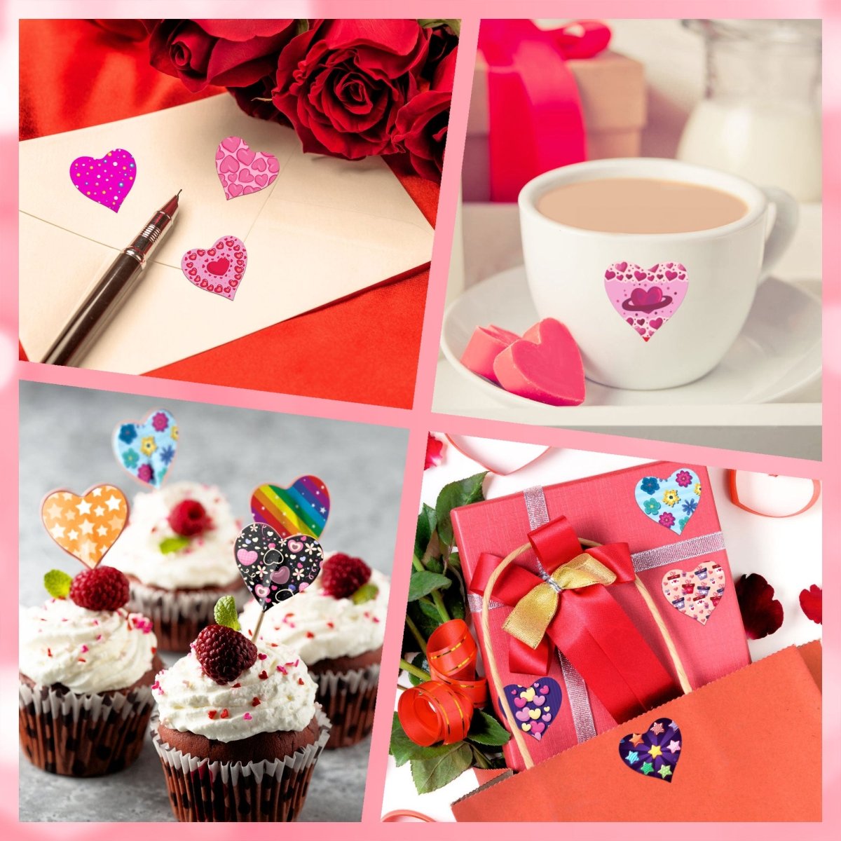 1000PCS (2 Pack) Valentine’s Day Heart Sticker Rolls - PopFun