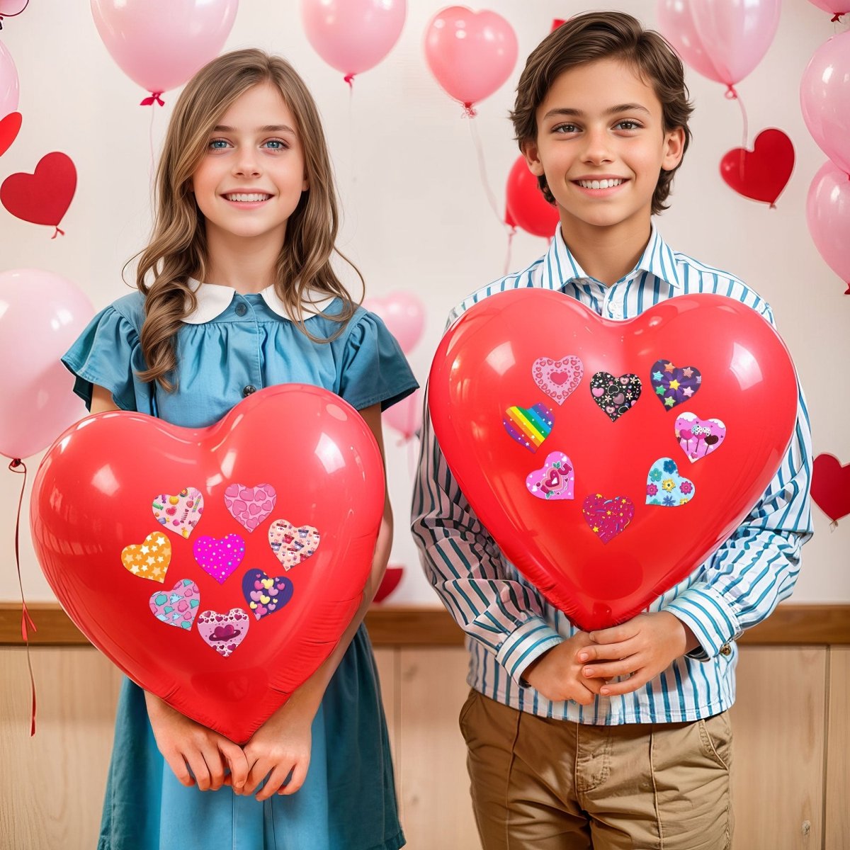 1000PCS (2 Pack) Valentine’s Day Heart Sticker Rolls - PopFun