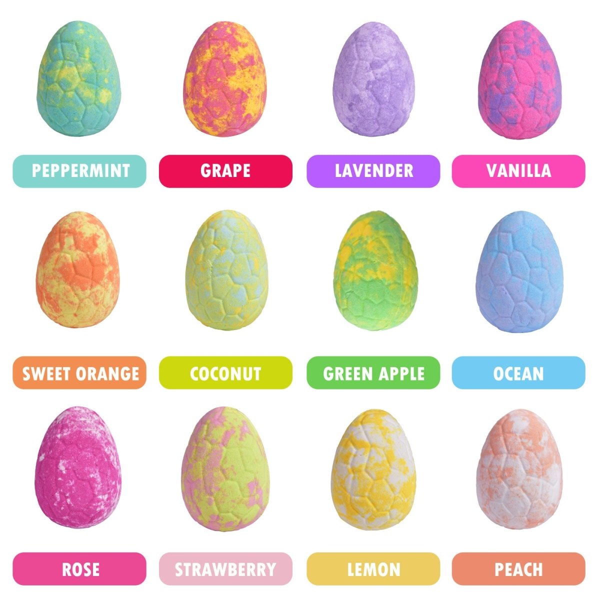 12 Colors Kids Dinosaur Egg Bath Bombs - PopFun
