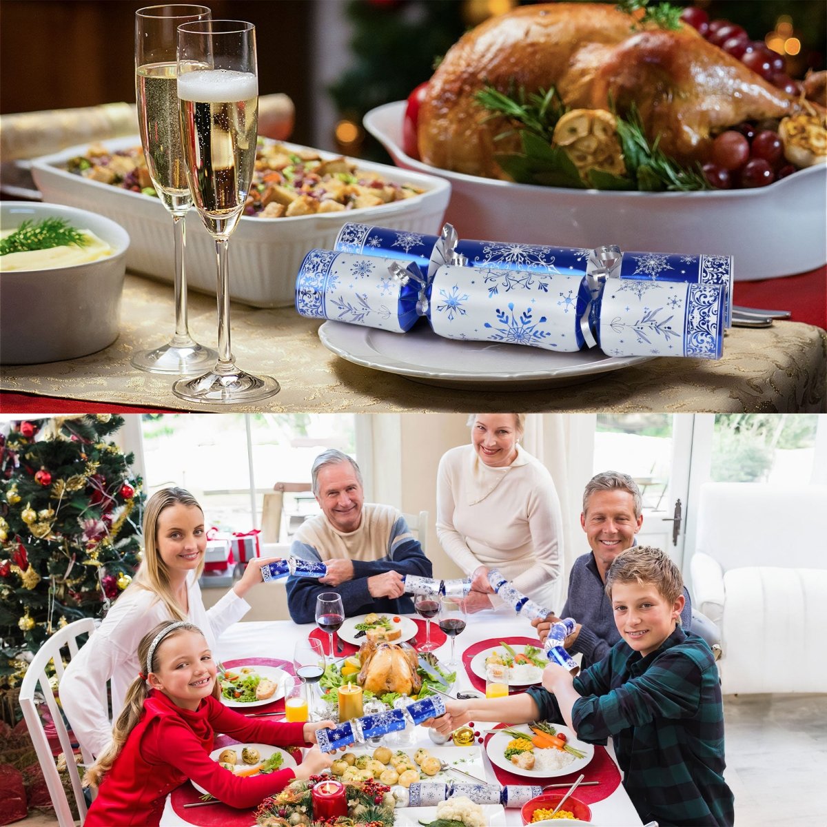 12 Pack Blue & White Christmas Party Favors with Party Hat - PopFun