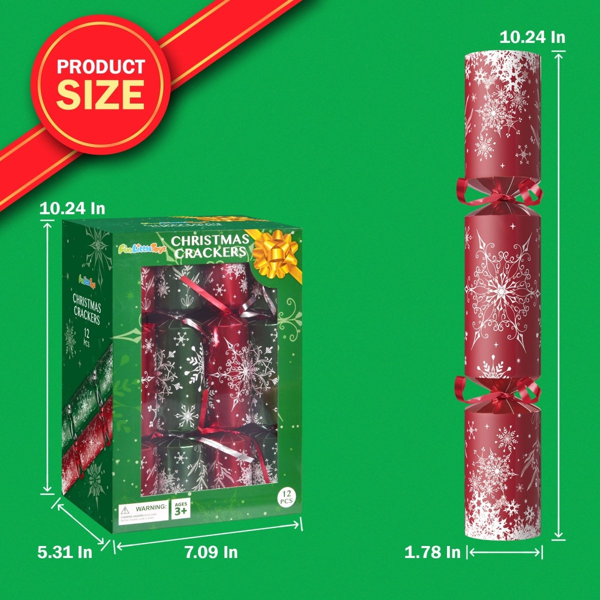 12 Pack Christmas No Snap Party Favors with Party Hat - PopFun