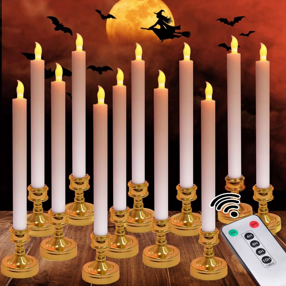 12 Packs Flameless Halloween Candles with Holders - Wholesale - PopFun