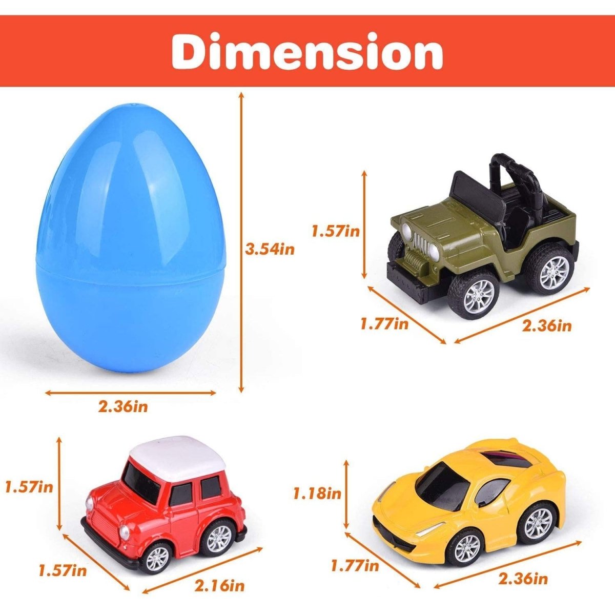 12 PCs Easter Eggs Prefilled with Diecast Cars - PopFun