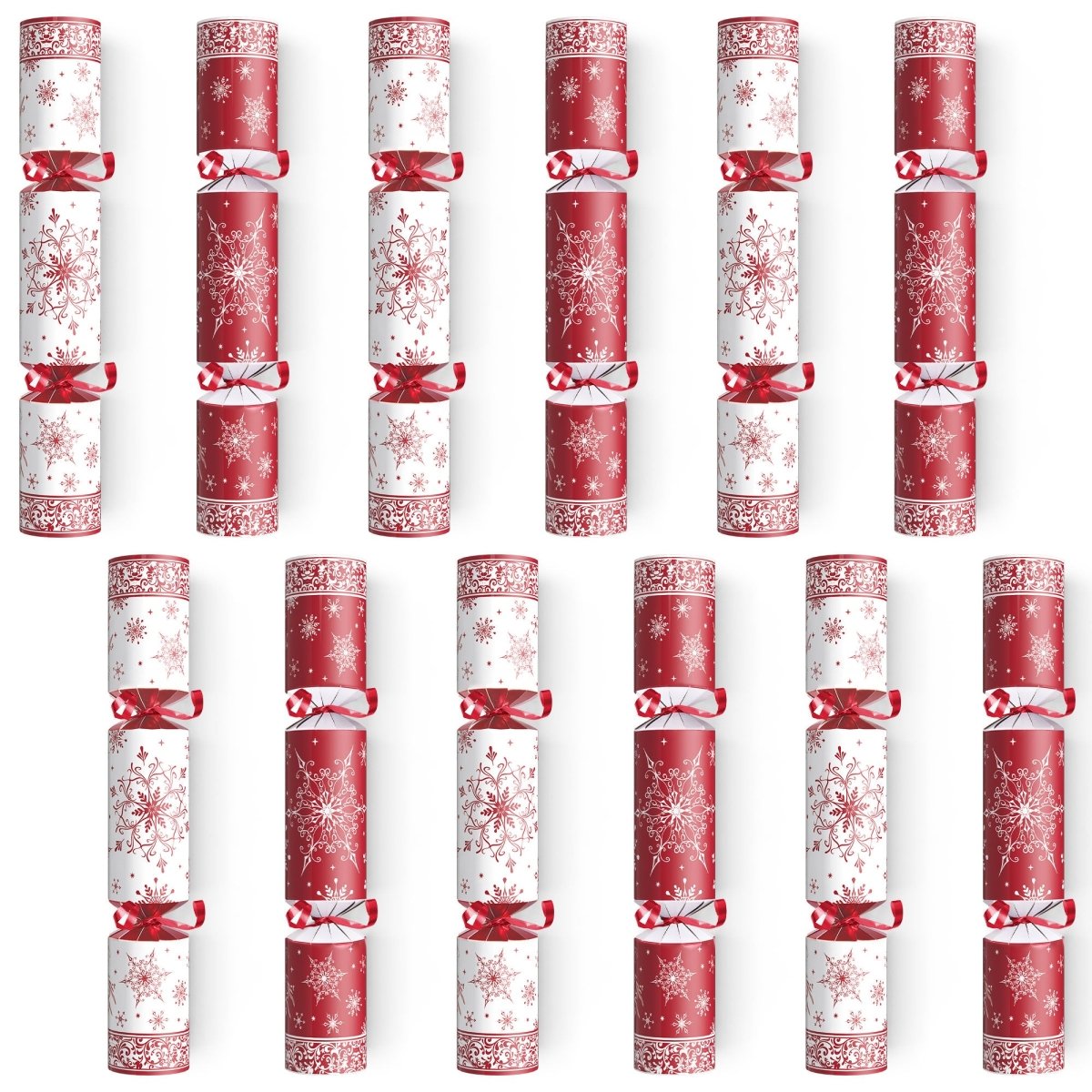 12PCS Christmas Red & White Snowflakes No-Snap Crackers - Wholesale - PopFun