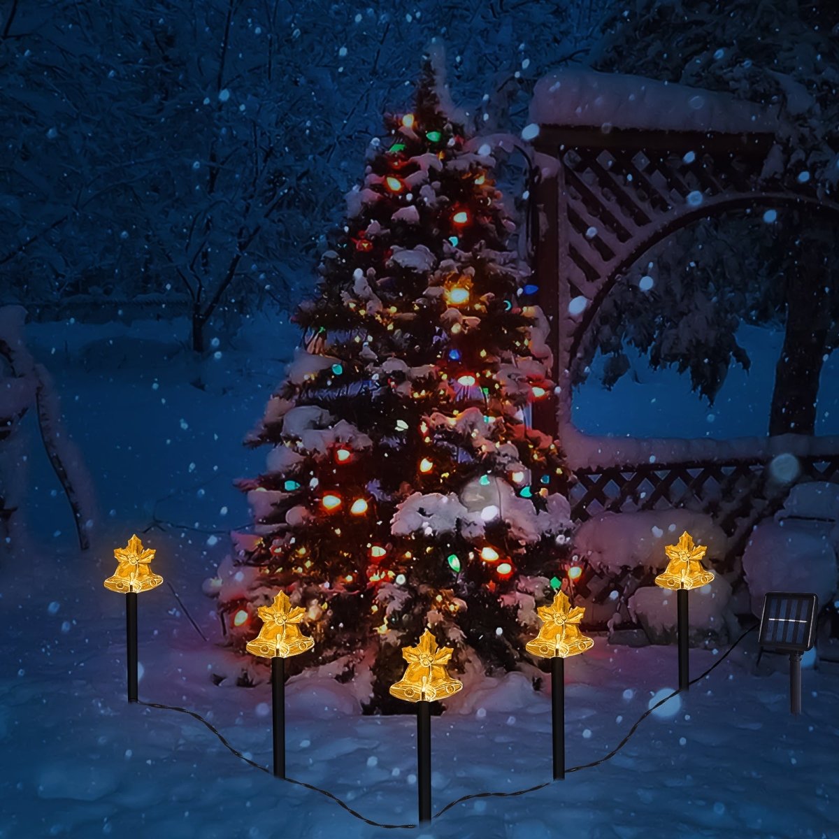 14" Solar Bell Christmas Pathway Lights Outdoor Decorations - PopFun