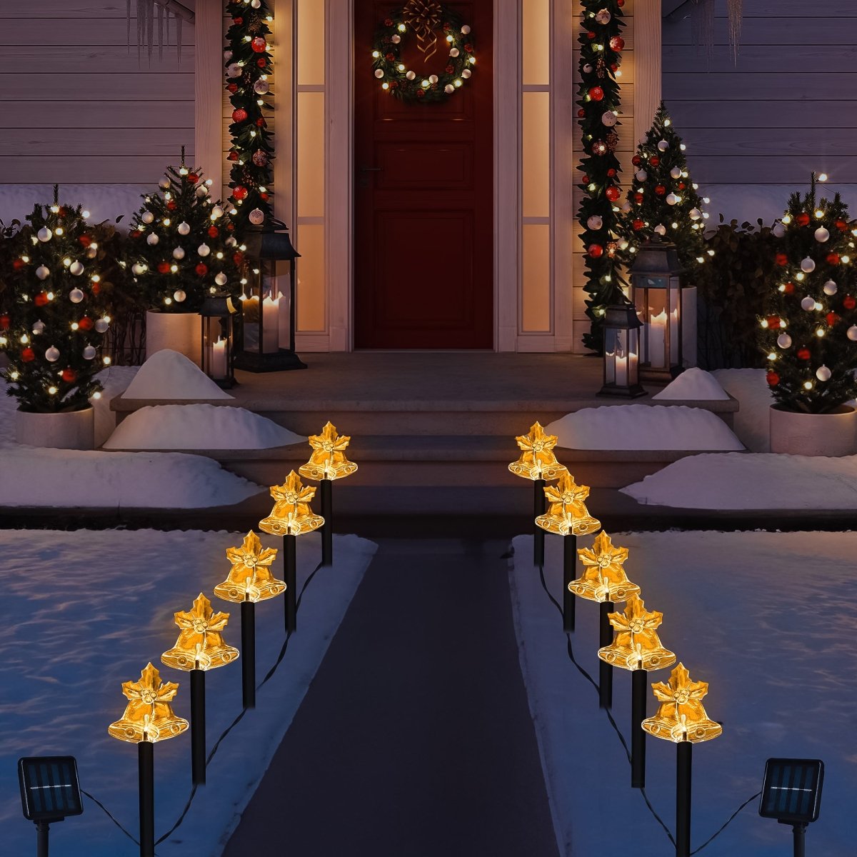 14" Solar Bell Christmas Pathway Lights Outdoor Decorations - PopFun
