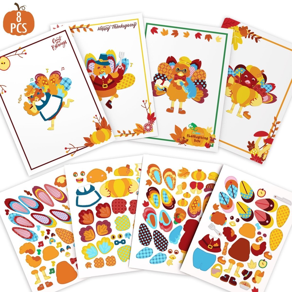 151 PCS Thanksgiving DIY Make a Turkey Stickers - Wholesale - PopFun