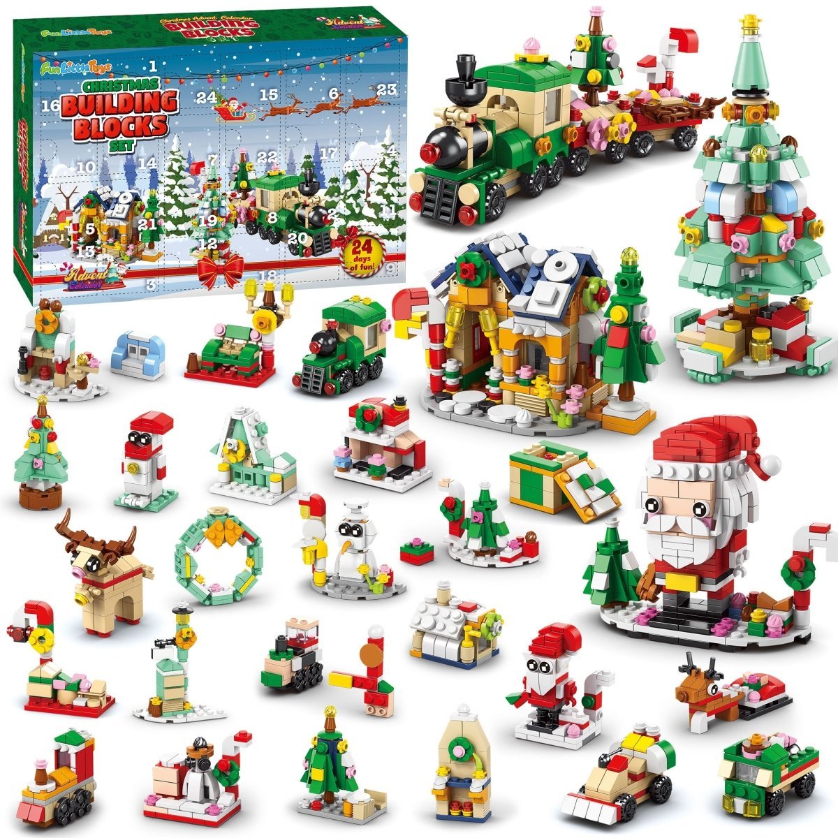 24 Sets Christmas Building Blocks Advent Calendar - Wholesale - PopFun