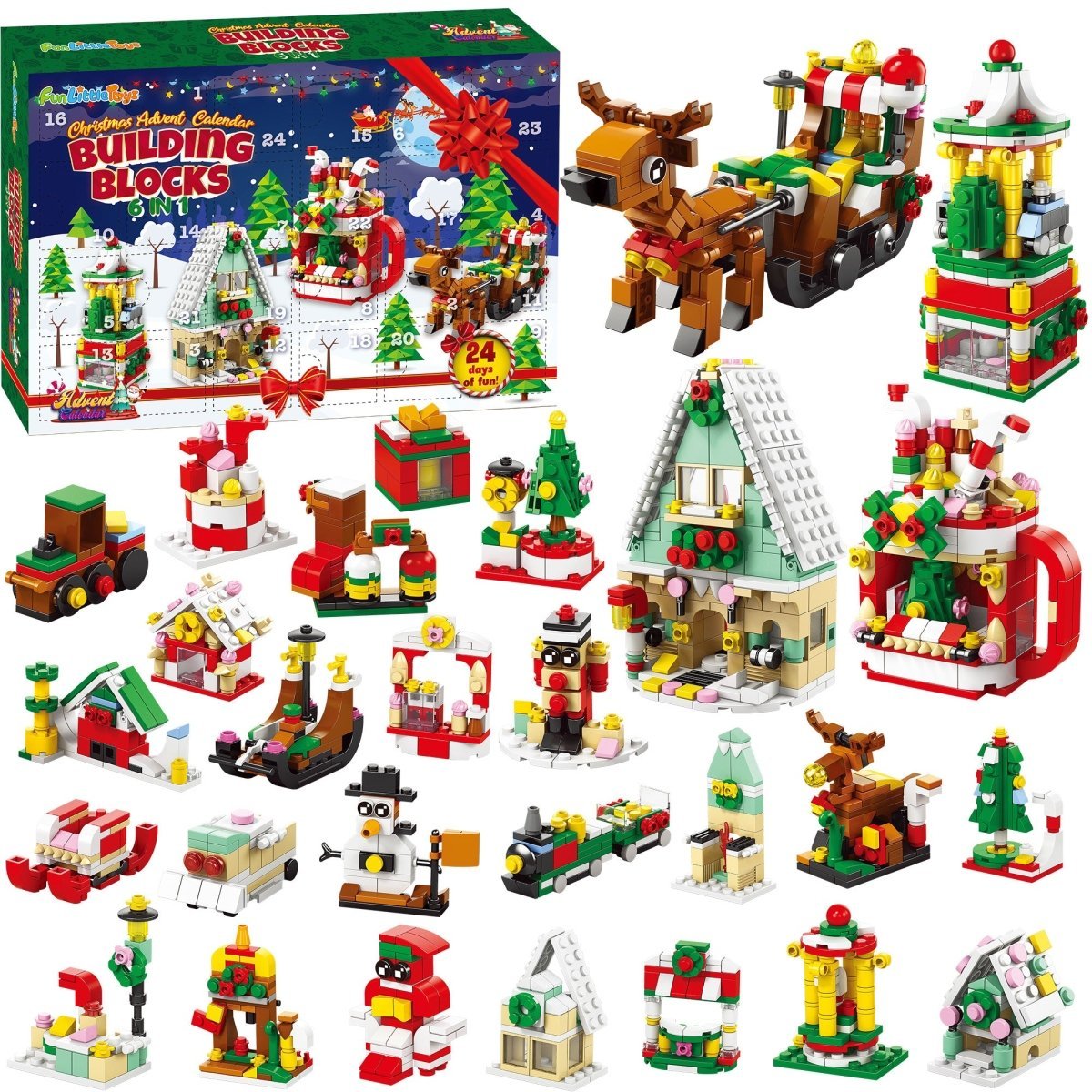 24 Sets Christmas Theme Building Blocks Advent Calendar - Wholesale - PopFun