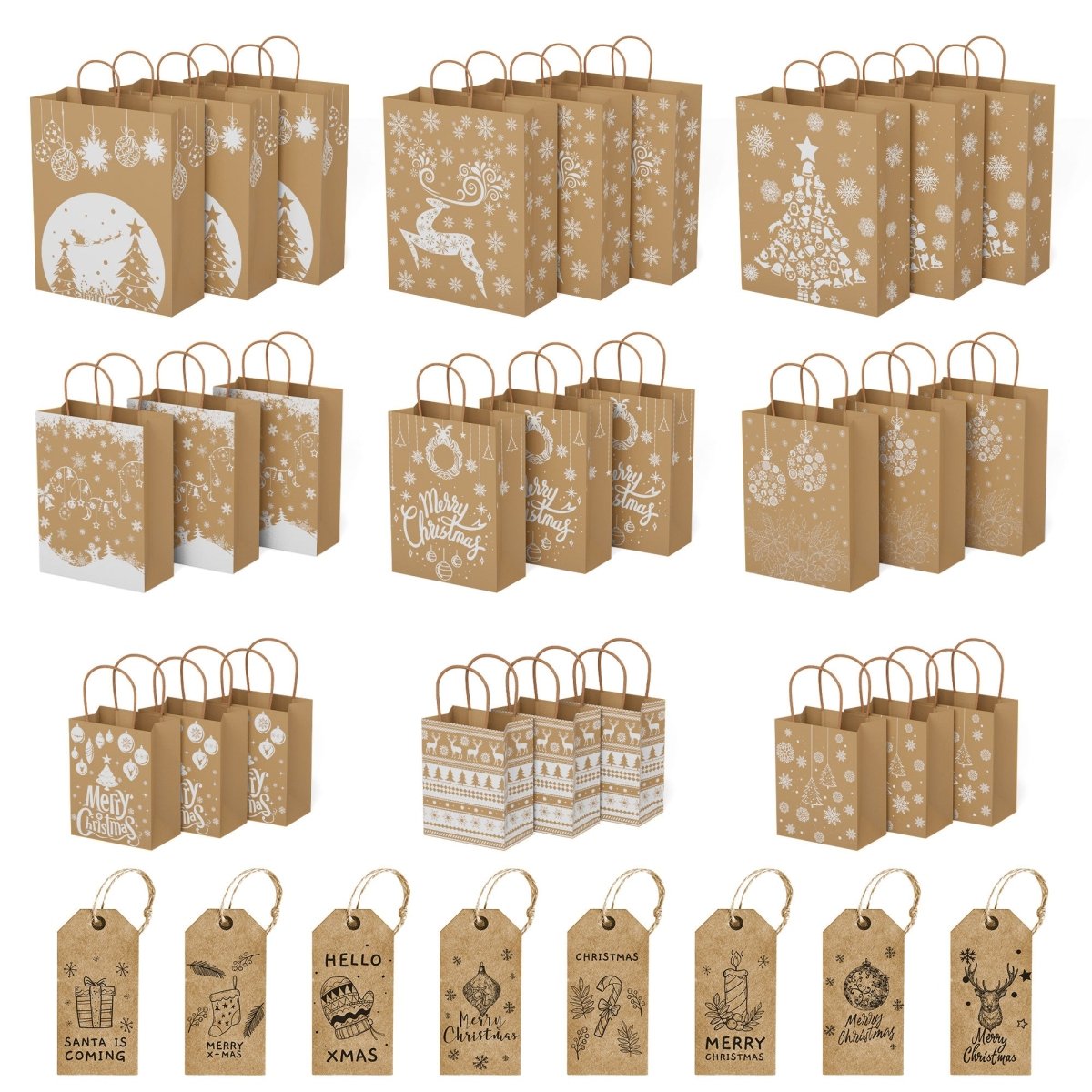 24PCS Christmas Gift Bags Bulk with Handles - PopFun