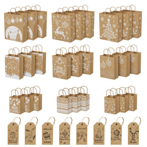 24PCS Christmas Gift Bags Bulk with Handles - PopFun