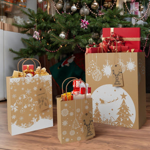 24PCS Christmas Gift Bags Bulk with Handles - PopFun