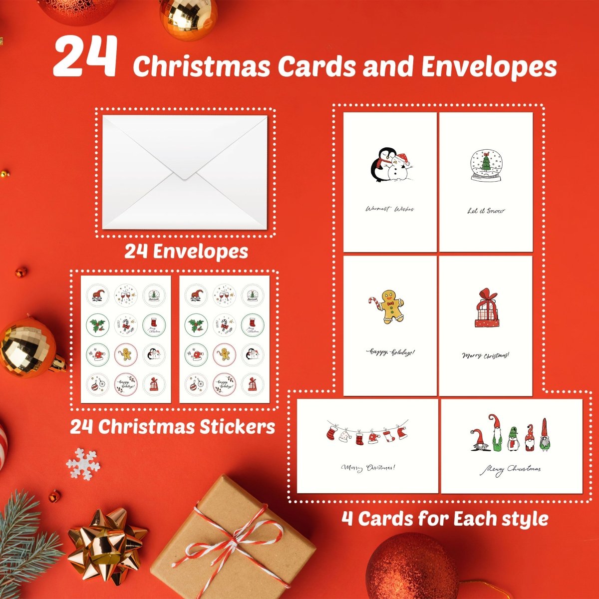24PCS Christmas Greeting Cards - PopFun