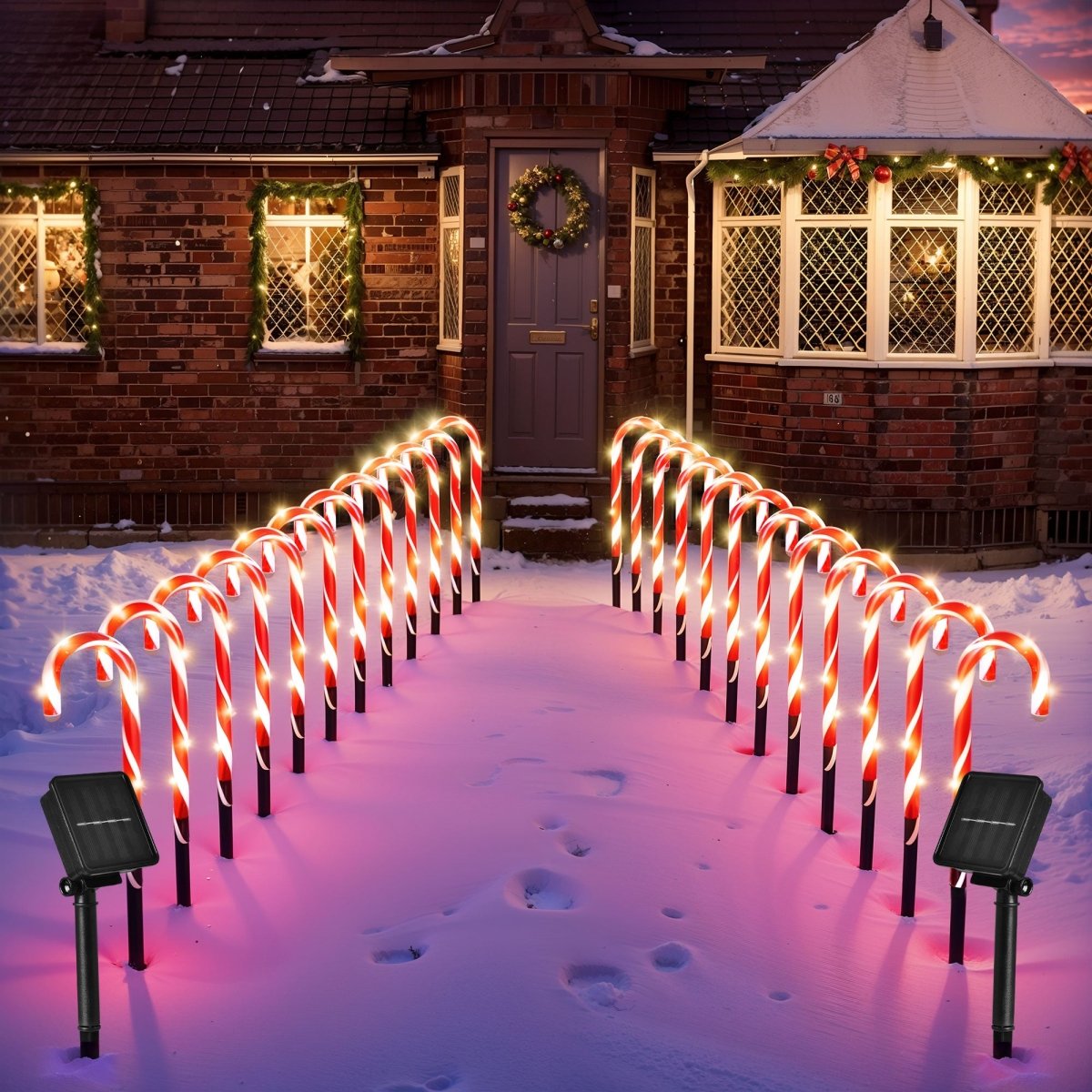 24PCS Solar Candy Cane LED Lights - PopFun