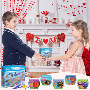 24PCs Valentine's Color-Changing Sea Animal Toys with Cards - PopFun