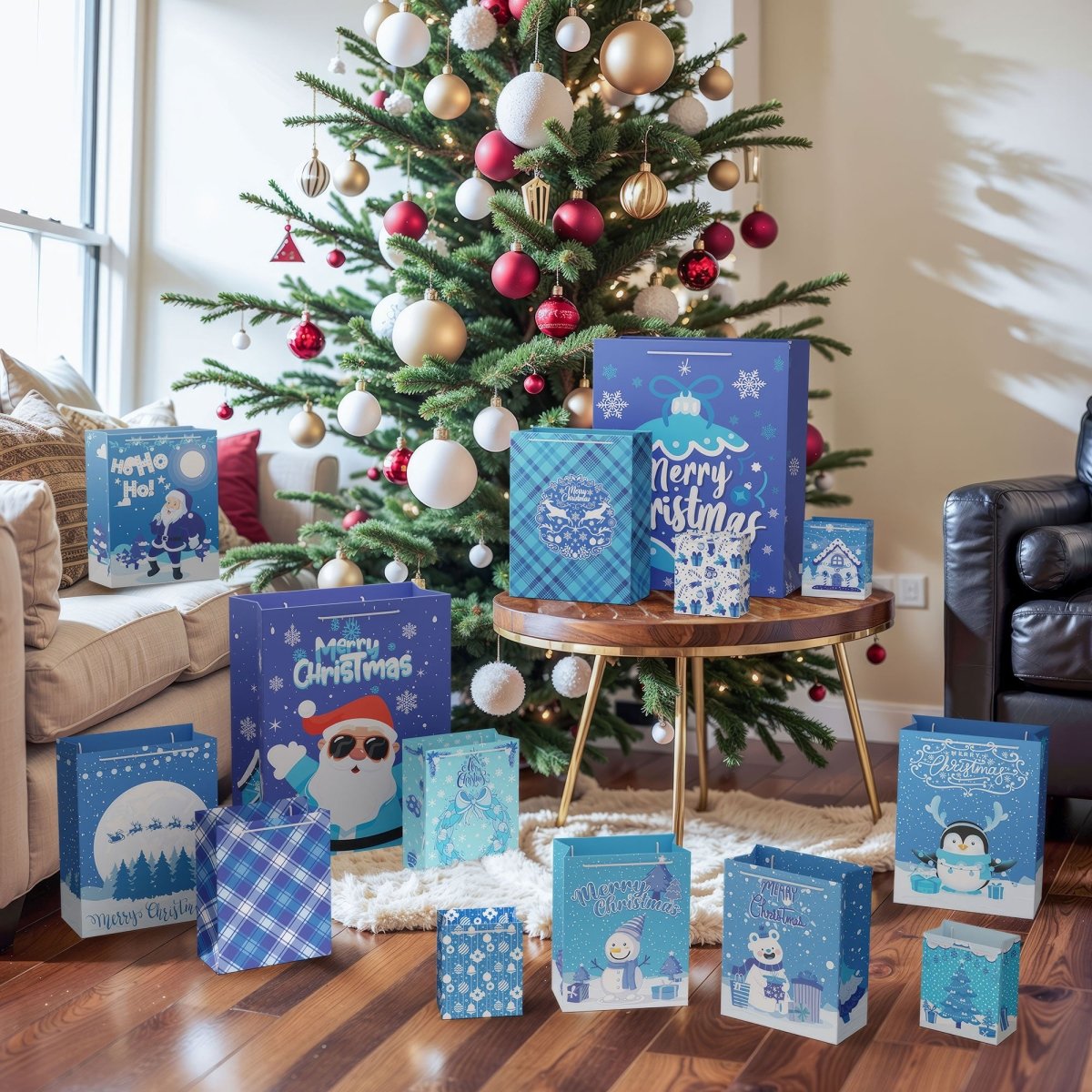 28PCS Christmas Gift Bags Bulk with Handles - PopFun