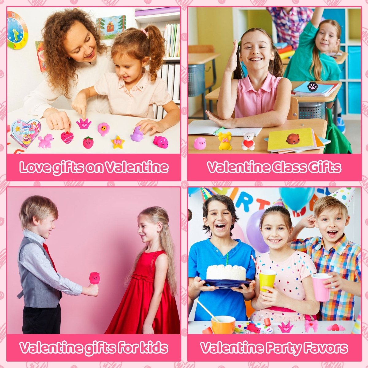 28PCs Valentine’s Mochi Squishy Soft Toys with Heart Gift Box - PopFun