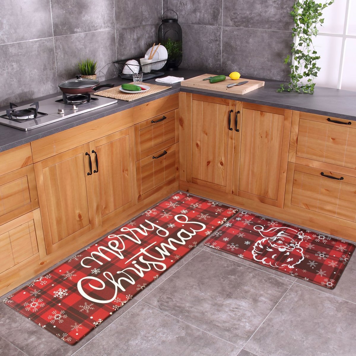 2PCS Christmas Santa Claus Kitchen Mat - PopFun