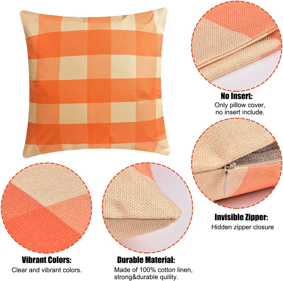 2pcs Orange Plaid Pillows Covers for Halloween - Wholesale - PopFun