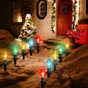 30.75FT Multicolored Christmas C9 Pathway Marker String Lights - PopFun