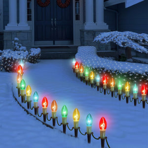 30.75FT Multicolored Christmas C9 Pathway Marker String Lights - PopFun