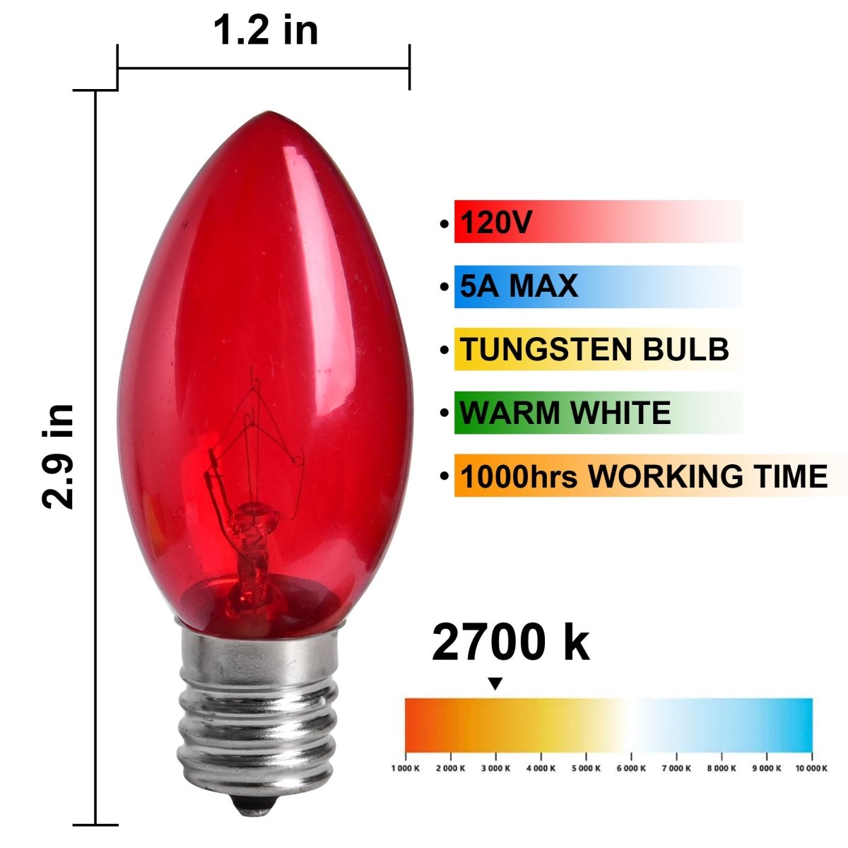 30.75FT Multicolored Christmas C9 Pathway Marker String Lights - PopFun