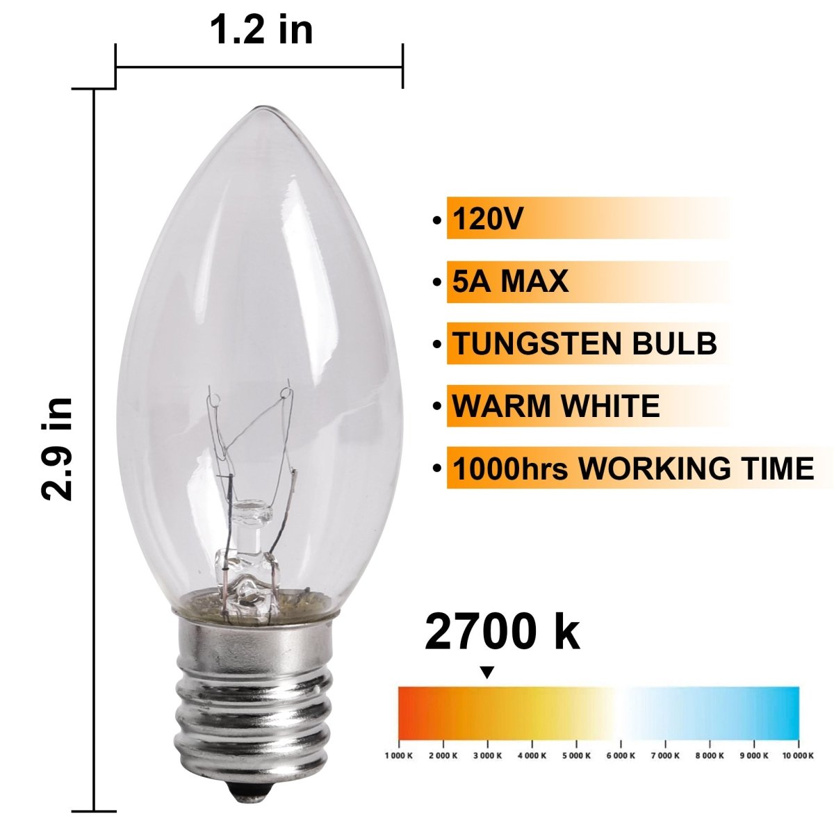 30.75FT Warm White Christmas C9 Pathway Marker String Lights - PopFun