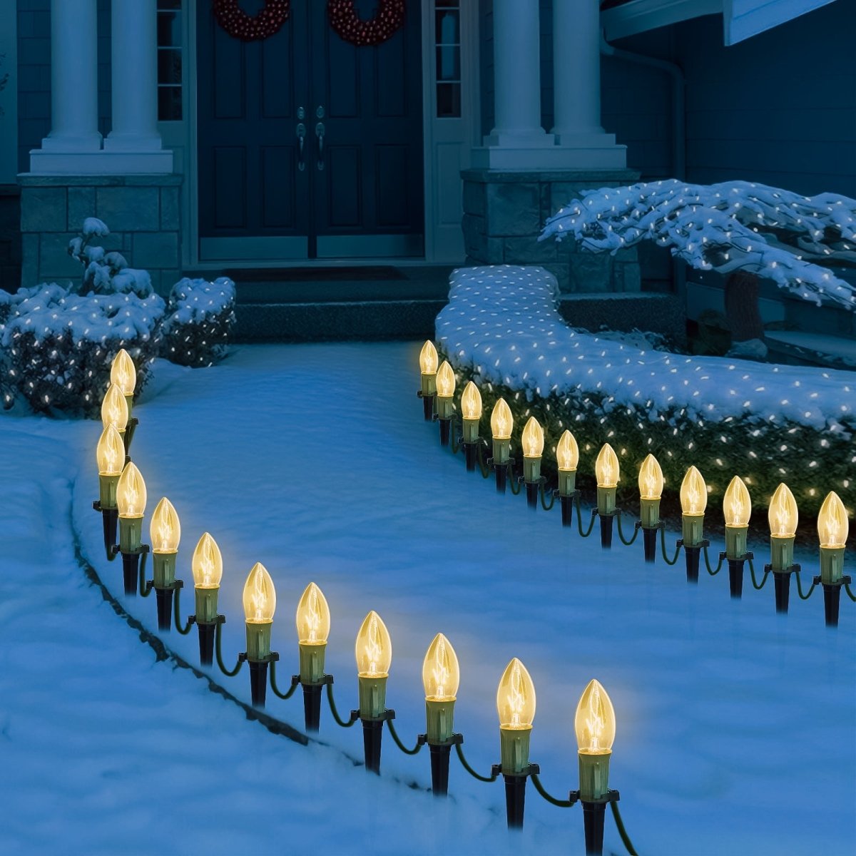 30.75FT Warm White Christmas C9 Pathway Marker String Lights - PopFun