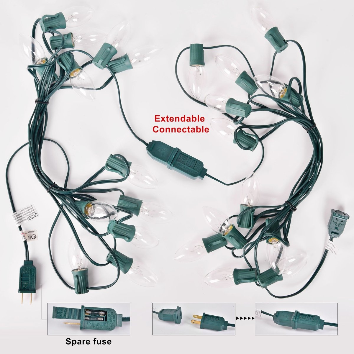 30.75FT Warm White Christmas C9 Pathway Marker String Lights - PopFun