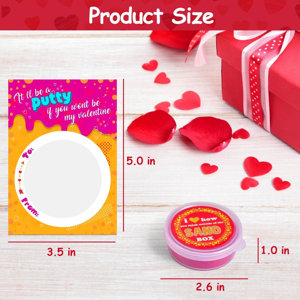 30PCs Valentine Sand Slimes with Cards for Kids Valentine’s Day - PopFun