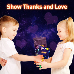 32PCs Kids' Valentine’s Glow Stick Rings with Personalized Cards - PopFun