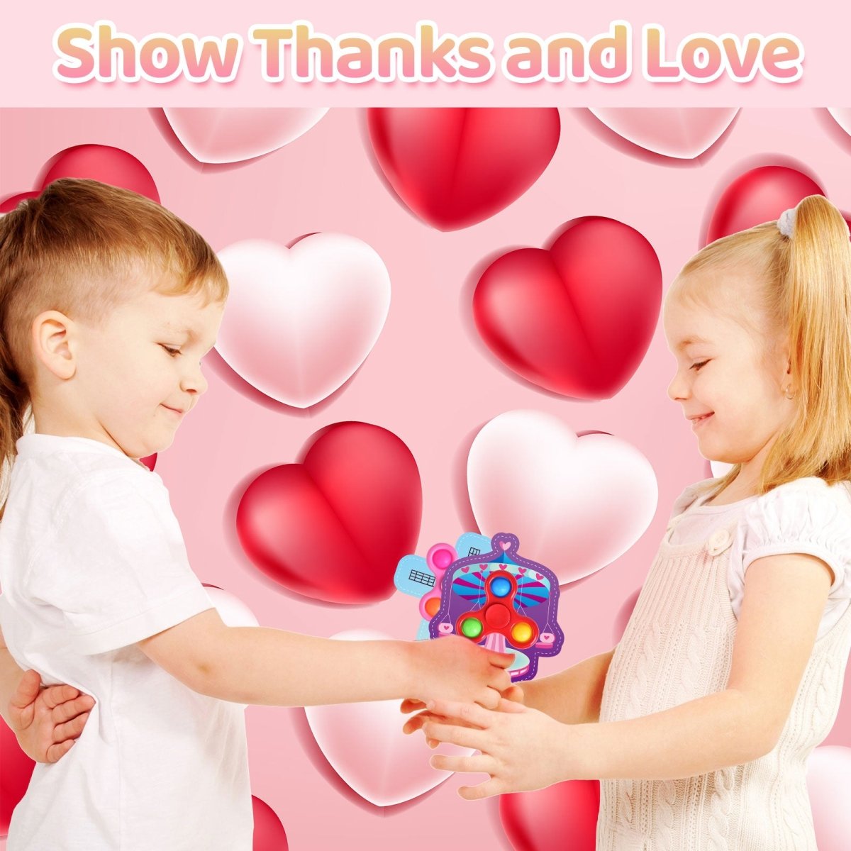 32PCs Valentine Fidget Spinner Stress Relief Toys with Valentine Cards - PopFun