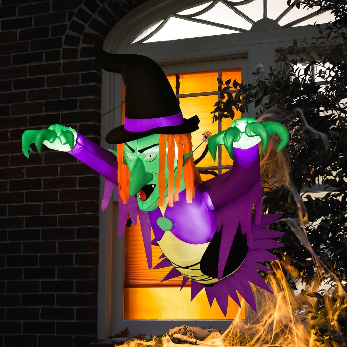 3.5 Ft Inflatable Jumpscaring Witch with Built-in LED Lights - PopFun