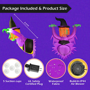 3.5 Ft Inflatable Jumpscaring Witch with Built-in LED Lights - PopFun