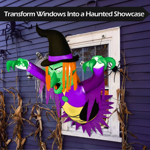3.5 Ft Inflatable Jumpscaring Witch with Built-in LED Lights - PopFun